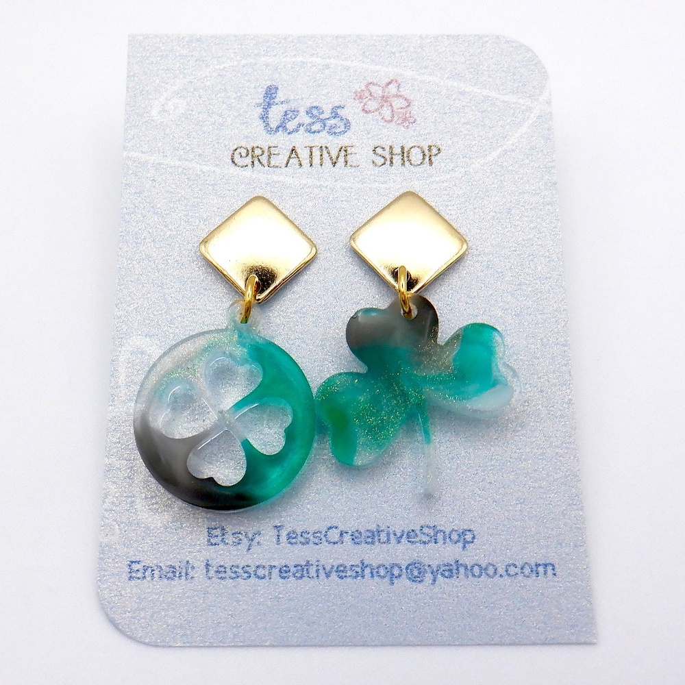 St. Patrick's Day Resin Earrings NEW